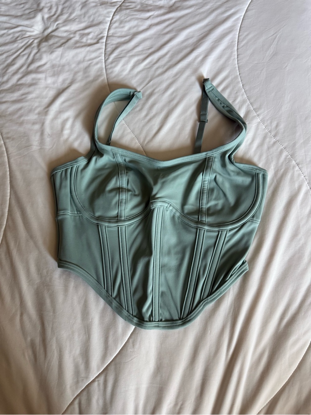 XS Gilly Hicks Sage Green Corset-Style Bustier Top